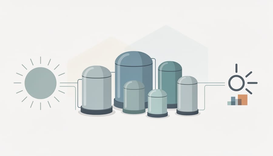 Stainless steel hydrogen storage cylinders with visible valves in a clean industrial setting.